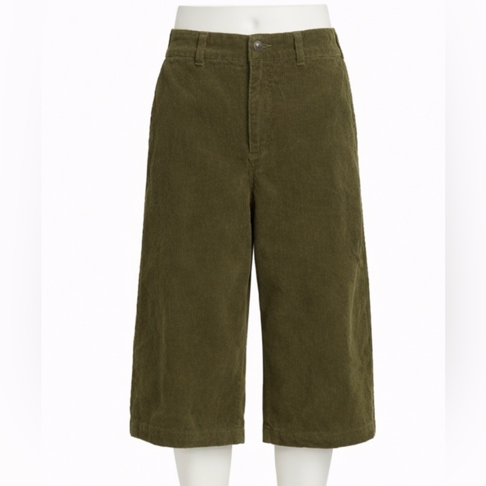 Uniqlo Olive Corduroy Wide-Leg Pants – High Waist, Trendy Fit, Size 2